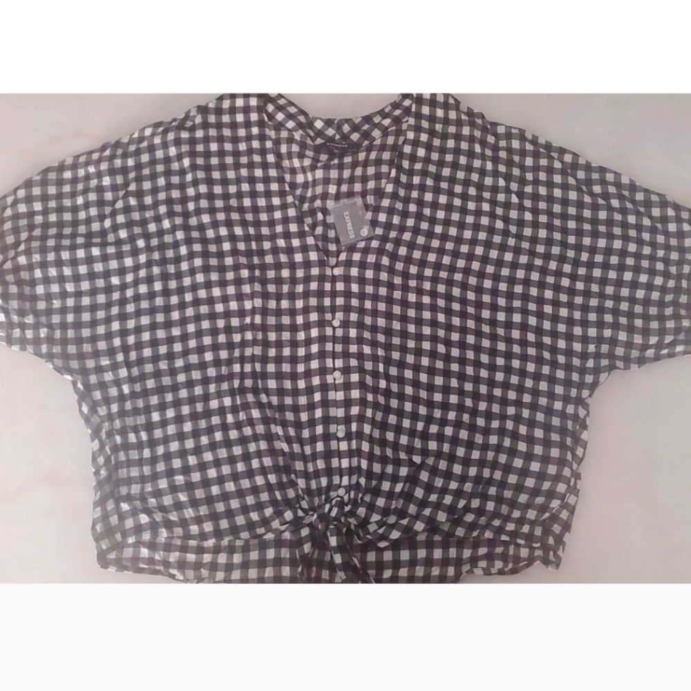 Express Cropped Button Down Blouse